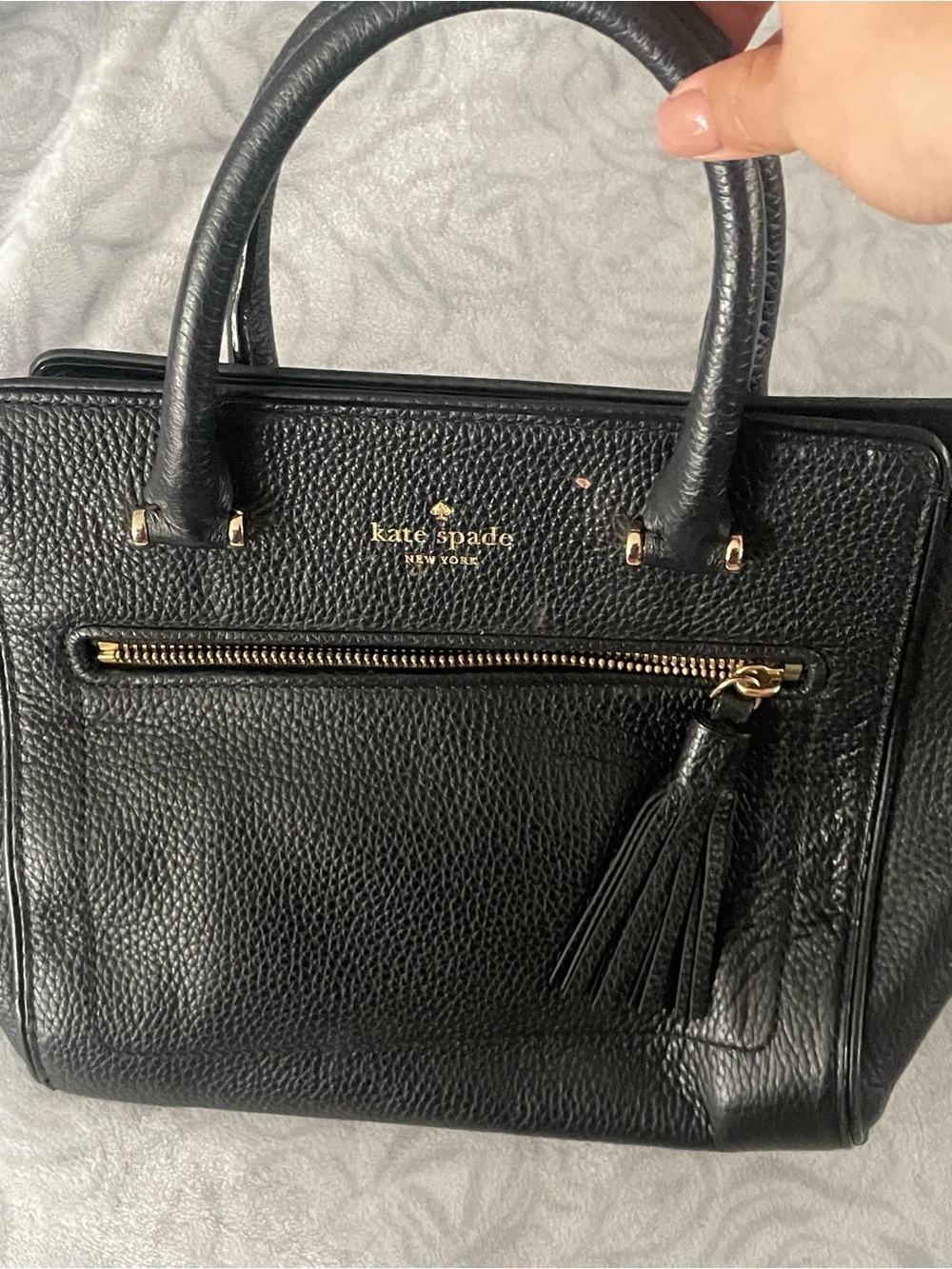 Kate Spade Black Pebbled Leather Top-Handle Satchel and wallet